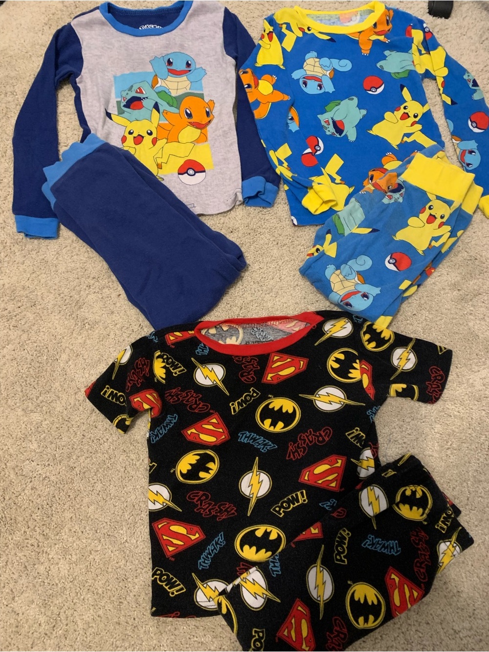 Boys Size 6 Pajama Bundle Lot of 3 Pokemon Justice League